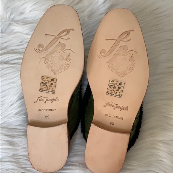 Free People Butterfly Effect Faux Fur Mule Size 37 Green Slip On New - Picture 10 of 12
